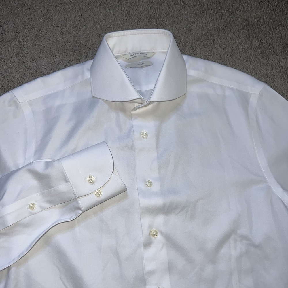 Suitsupply Shirt Mens 14.5 37 White Slim Fit Egyptian Cotton Dress Formal